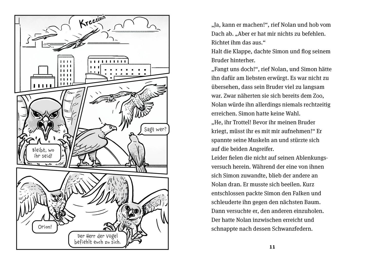 Beispielinhalt (Bild) Animox als Comic-Roman 3. Die Stadt der Haie