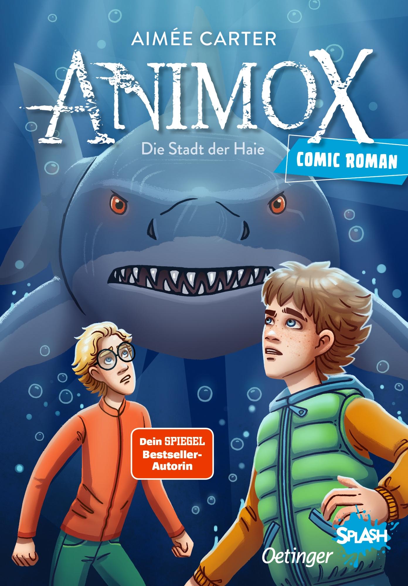 Vorderes Coverbild Animox als Comic-Roman 3. Die Stadt der Haie