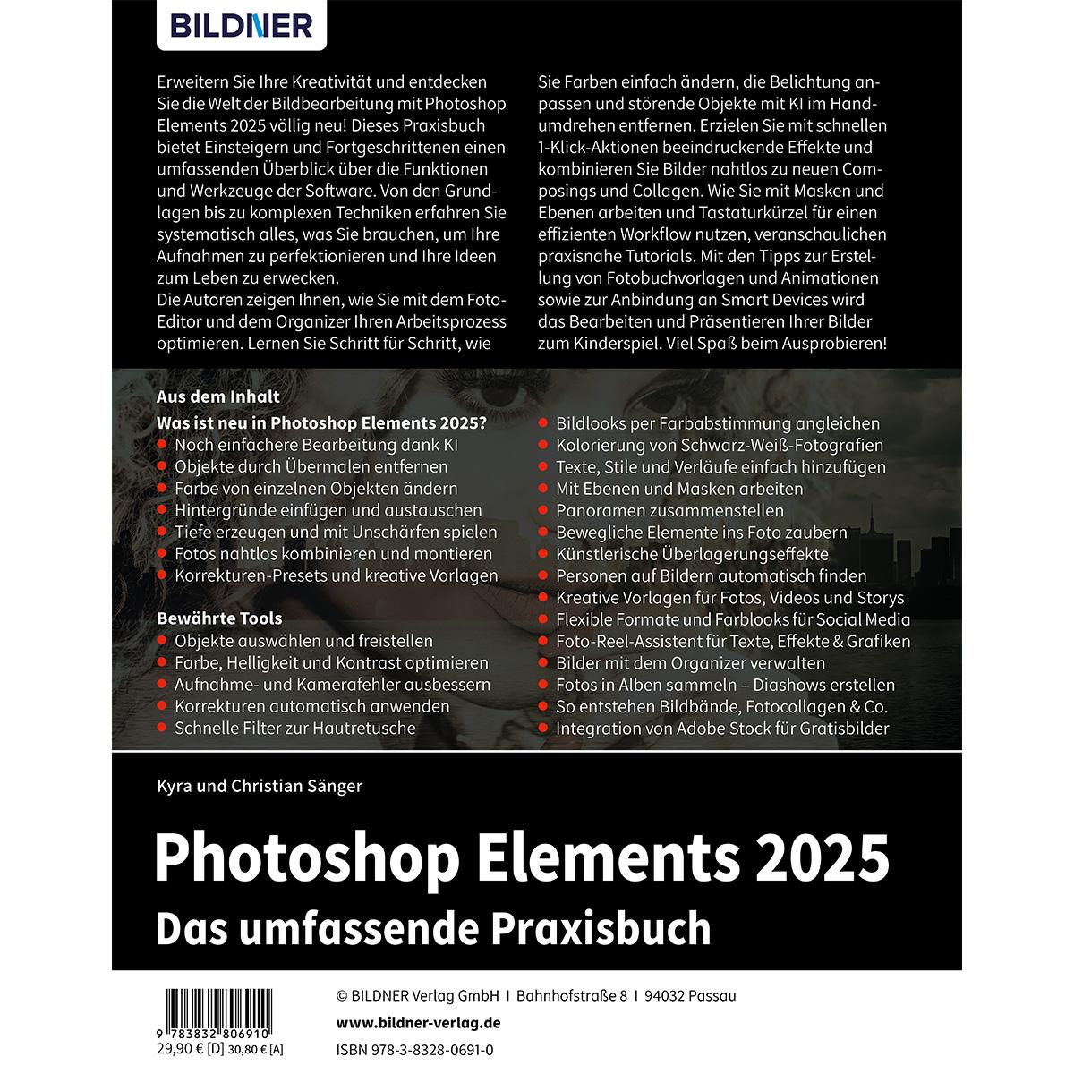 Rückseitencover Photoshop Elements 2025 - Das umfangreiche Praxisbuch