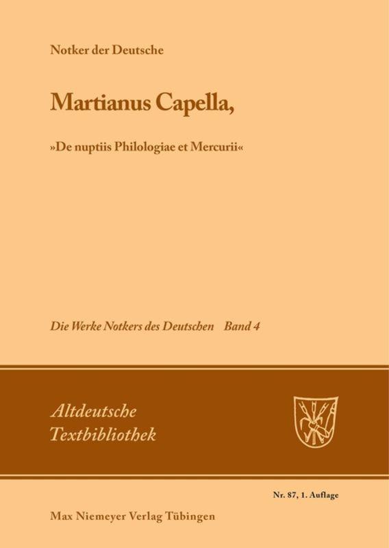 Vorderes Coverbild Martianus Capella, 'De nuptiis Philologiae et Mercurii'