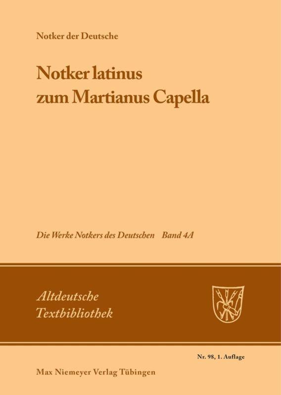 Vorderes Coverbild 'Notker latinus' zum Martianus Capella