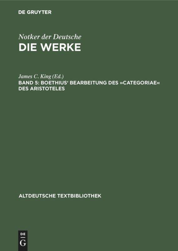 Vorderes Coverbild Boethius' Bearbeitung des 'Categoriae' des Aristoteles