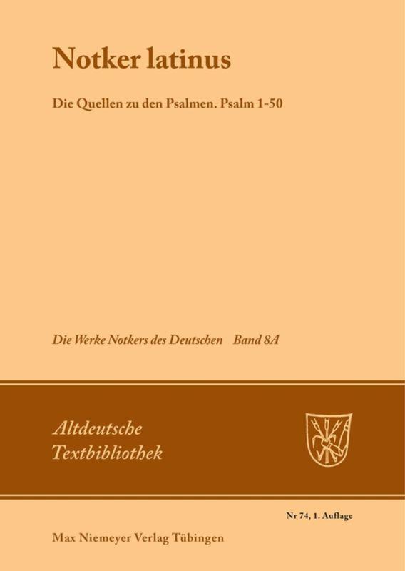 Vorderes Coverbild "Notker Latinus". Die Quellen zu den Psalmen