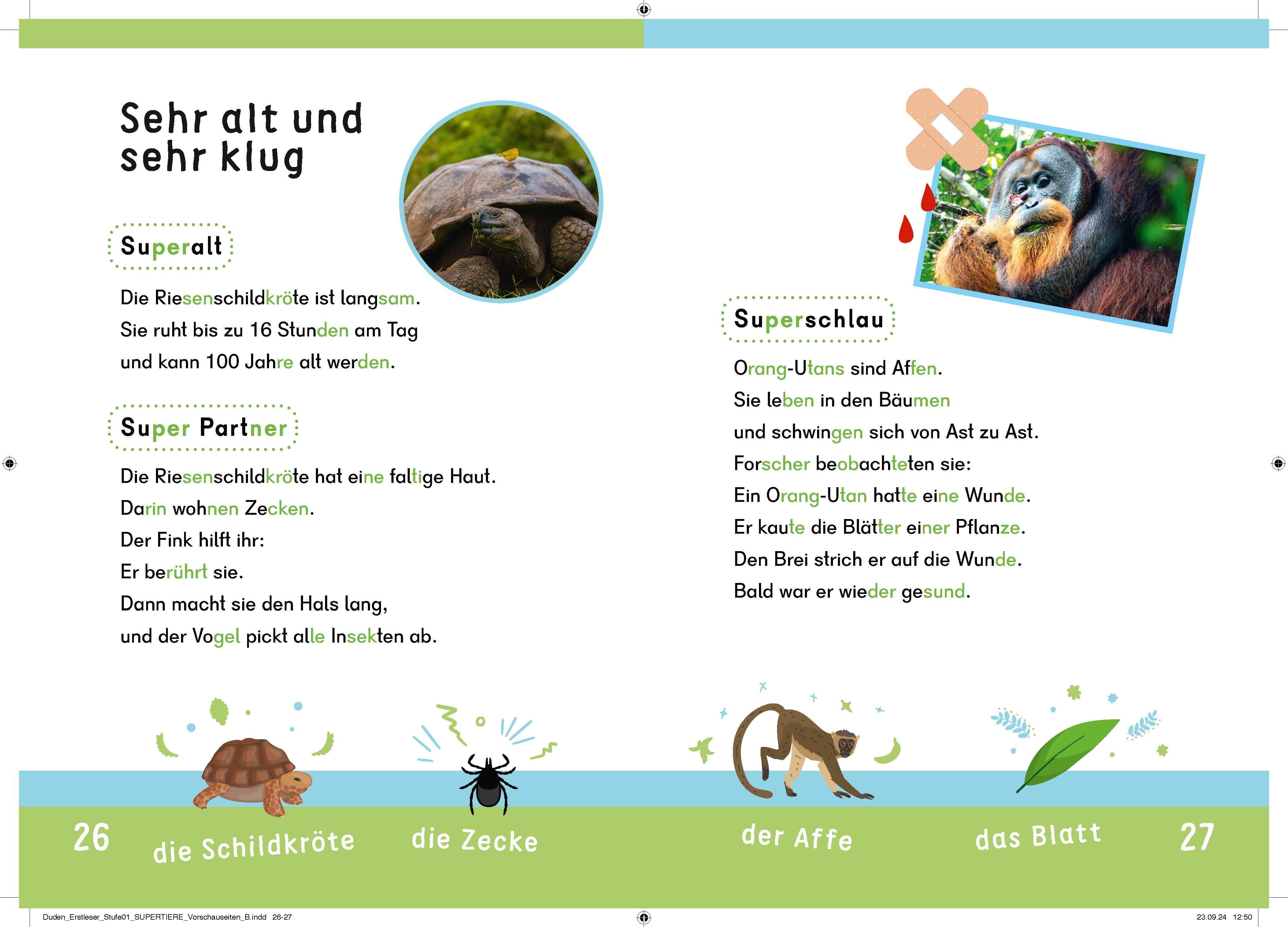Beispielinhalt (Bild) Dein Lesestart: Weißt du schon alles über Supertiere? Ab 1. Klasse
