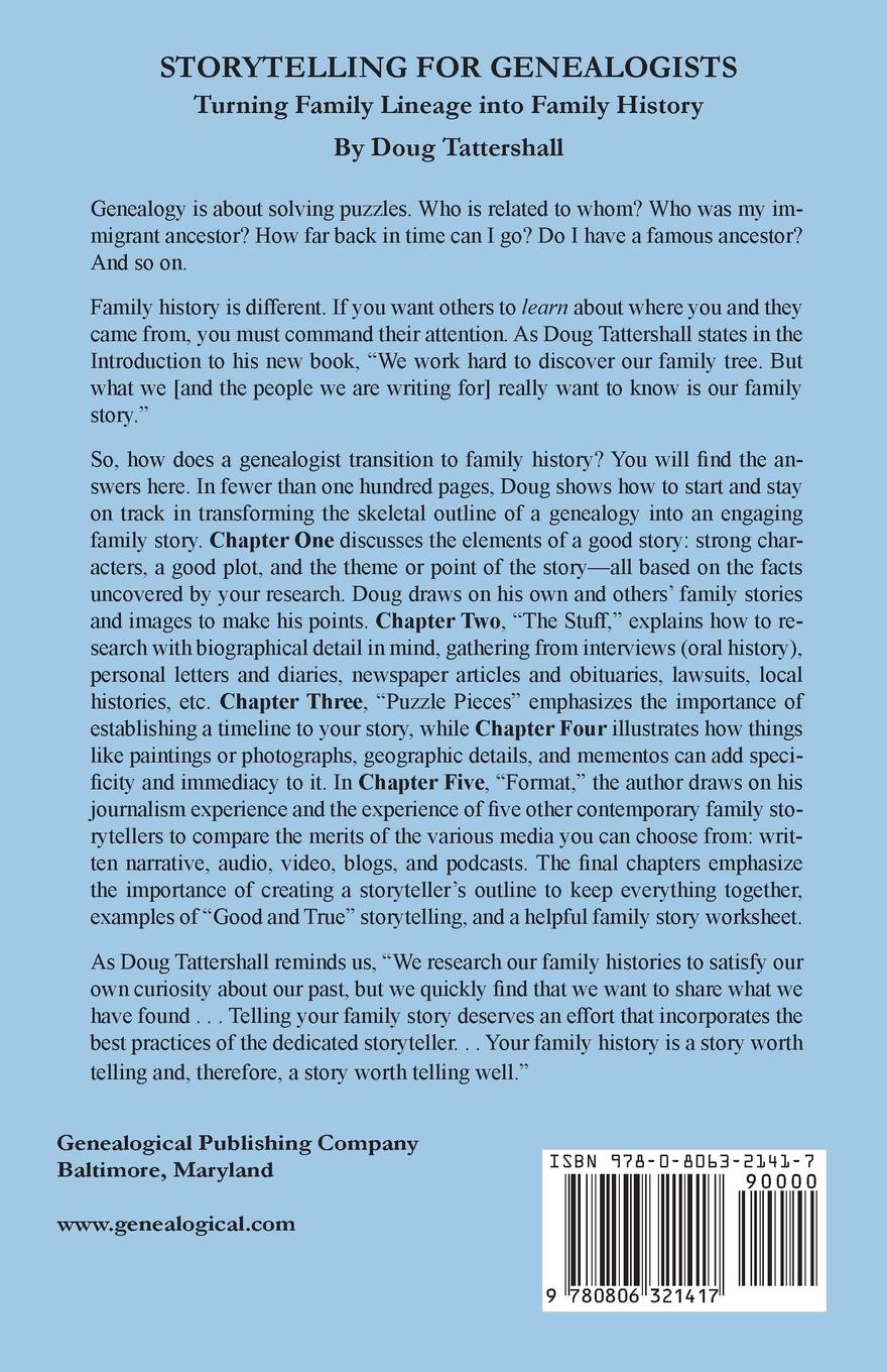 Rückseitencover Storytelling for Genealogists
