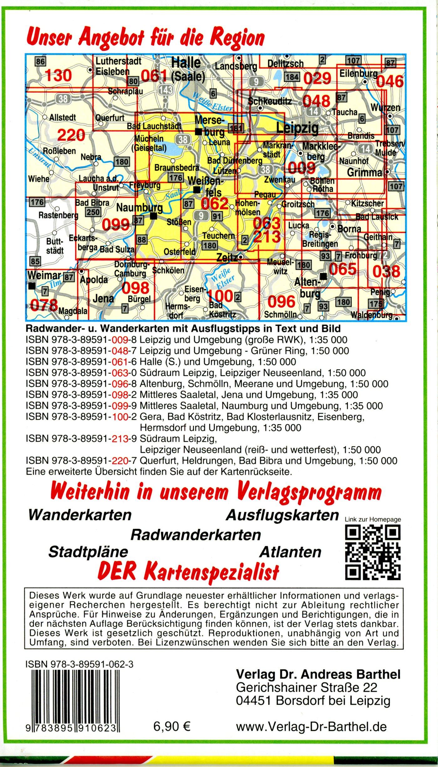 Beispielinhalt (Bild) Radwander- und Wanderkarte Unteres Saaletal, Weißenfels, Merseburg, Zeitz und Umgebung