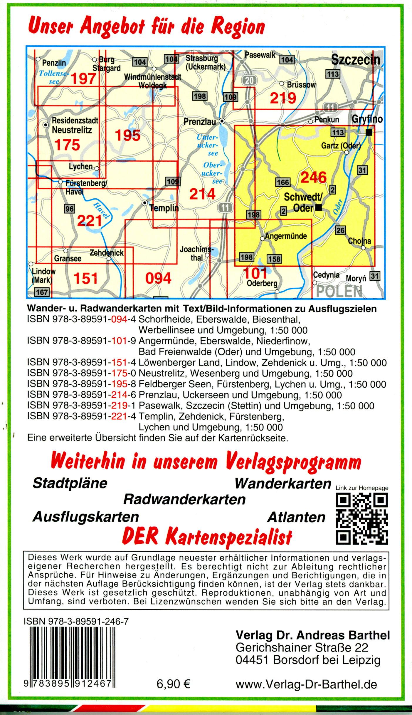 Beispielinhalt (Bild) Radwander- und Wanderkarte Nationalpark Unteres Odertal. Schwedt, Angermünde, Gryfino, Chojna und Umgebung 1:50 000