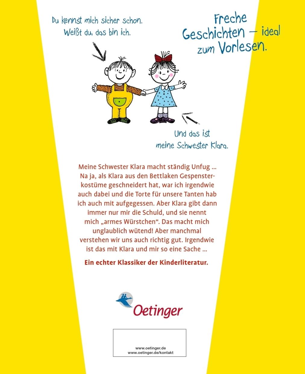 Rückseitencover Ich und meine Schwester Klara. Die schönsten Geschwistergeschichten zum Vorlesen