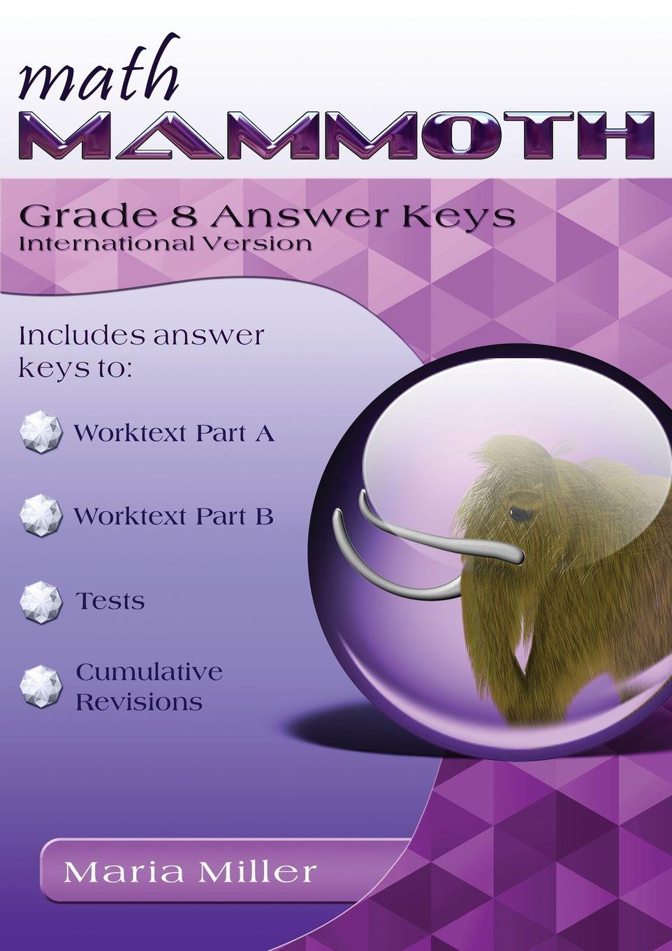 Vorderes Coverbild Math Mammoth Grade 8 Answer Keys, International Version