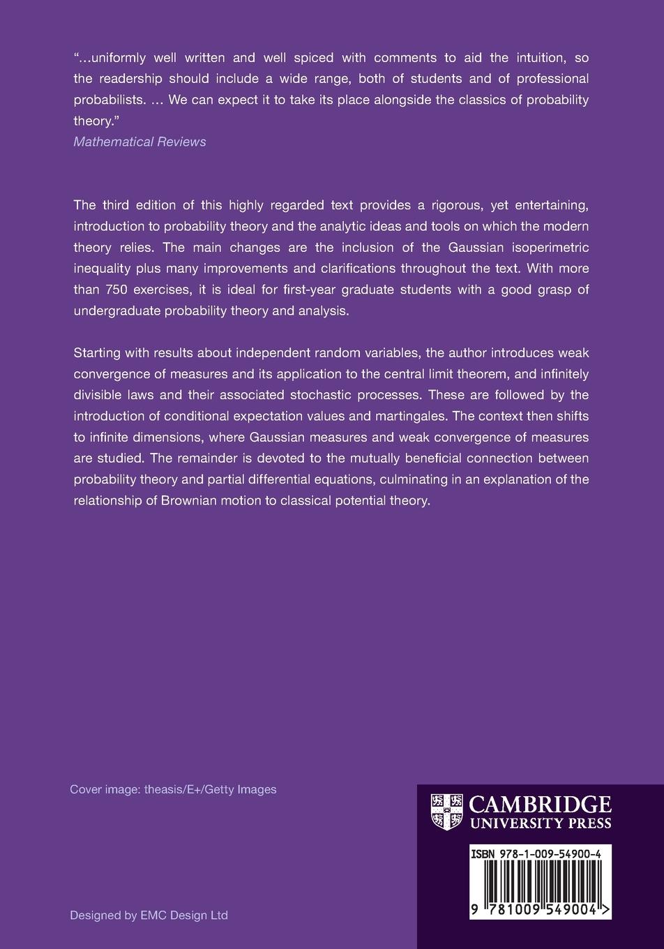 Rückseitencover Probability Theory, An Analytic View