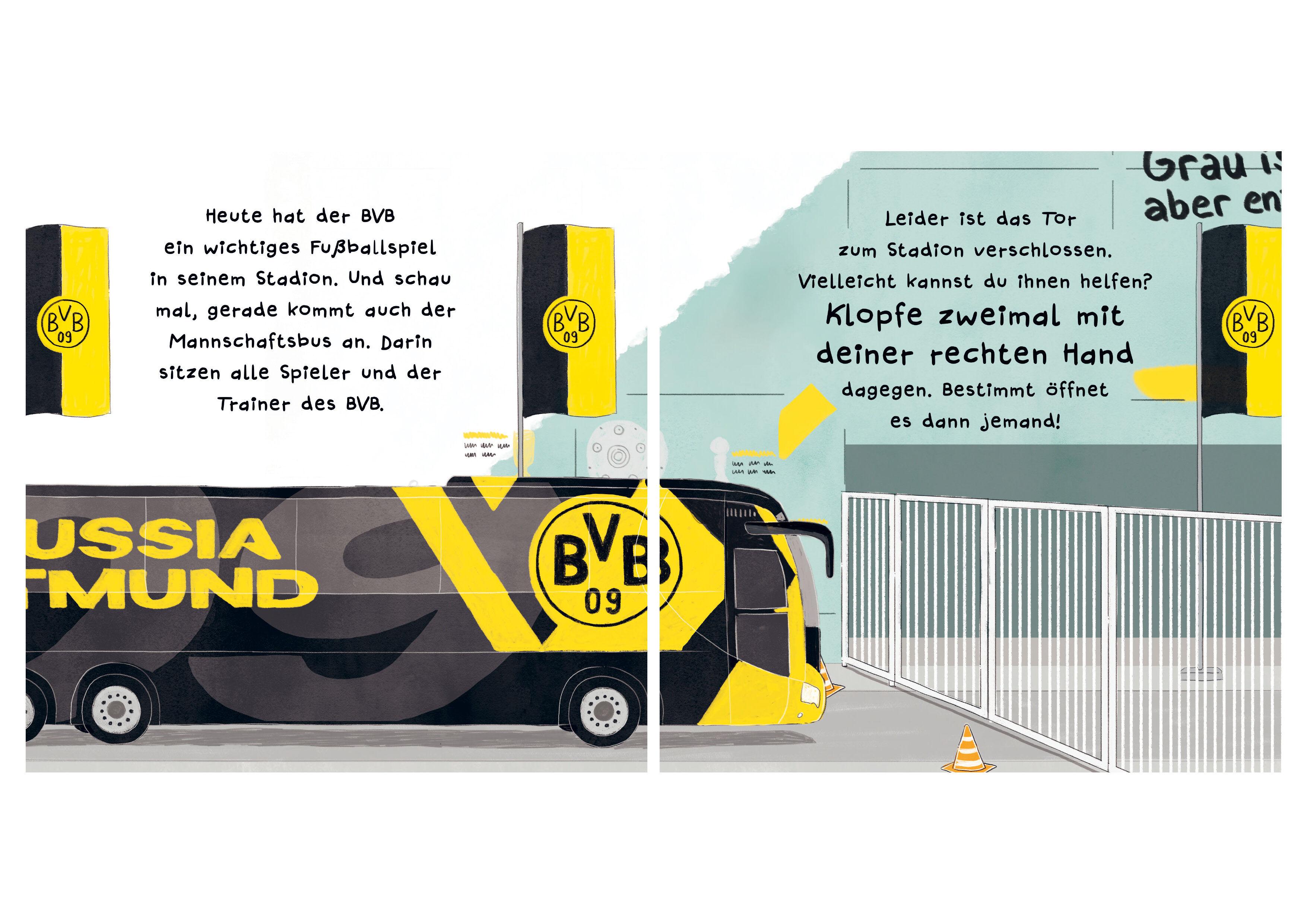 Beispielinhalt (Bild) BVB - Ein Mitmachbuch zum Schütteln, Schaukeln, Pusten, Klopfen und sehen, was dann passiert