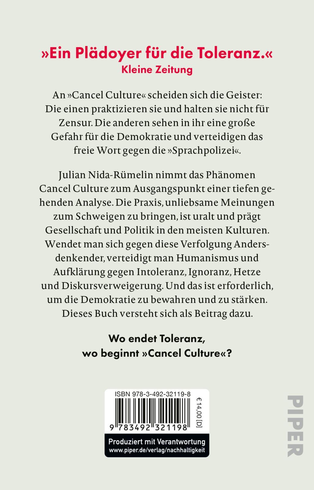 Rückseitencover 'Cancel Culture' - Ende der Aufklärung?