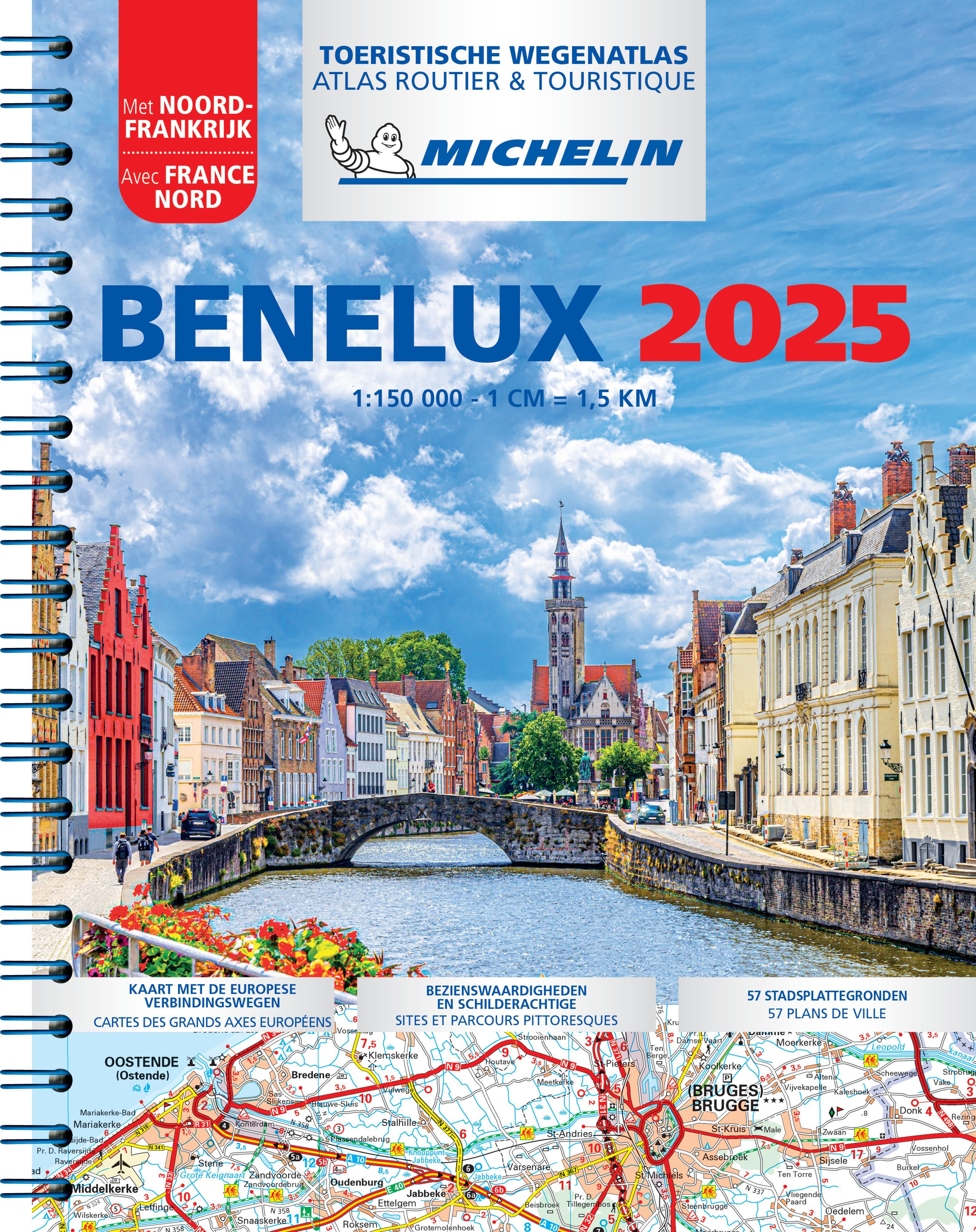 Vorderes Coverbild Michelin Straßenatlas Benelux mit Spiralbindung