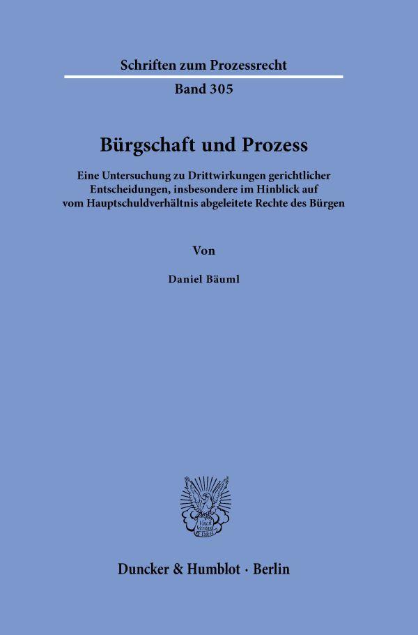 Vorderes Coverbild Bürgschaft und Prozess