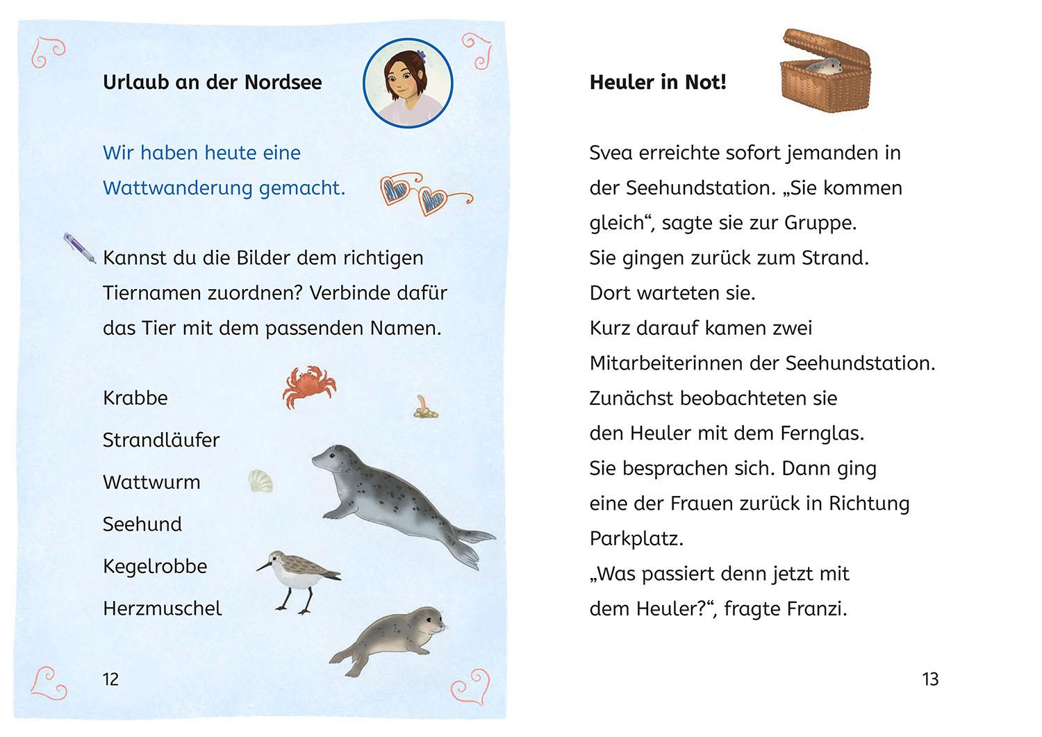 Beispielinhalt (Bild) Die drei !!!, Bücherhelden 2. Klasse, Seehund ahoi!