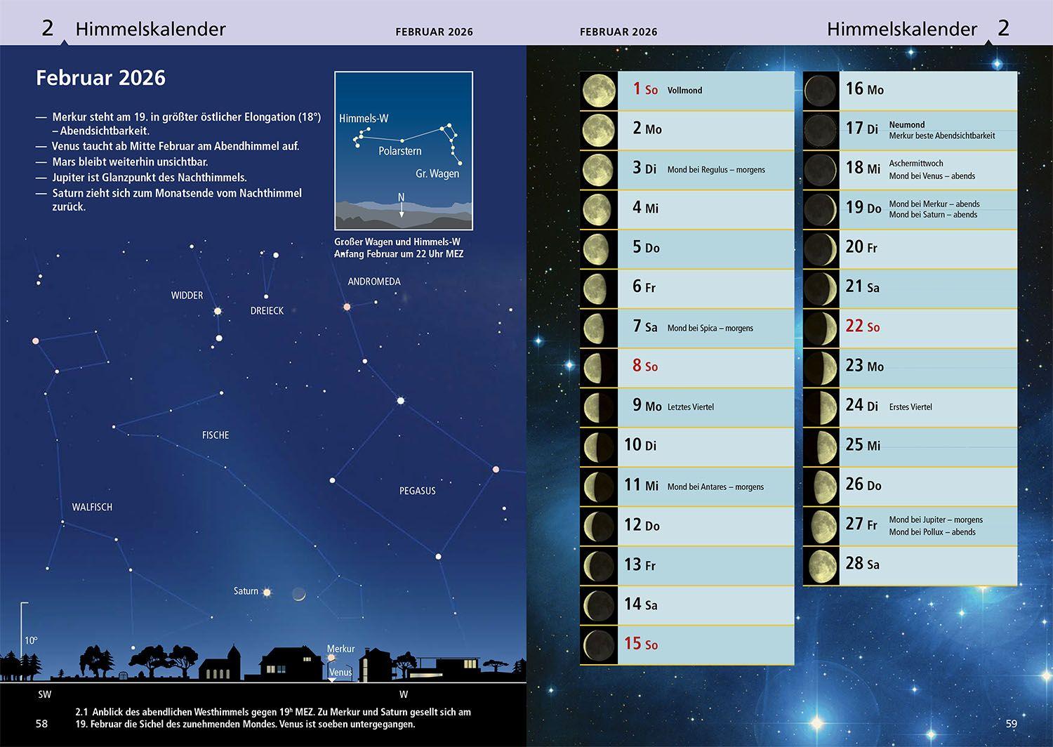 Beispielinhalt (Bild) Kosmos Himmelsjahr 2026
