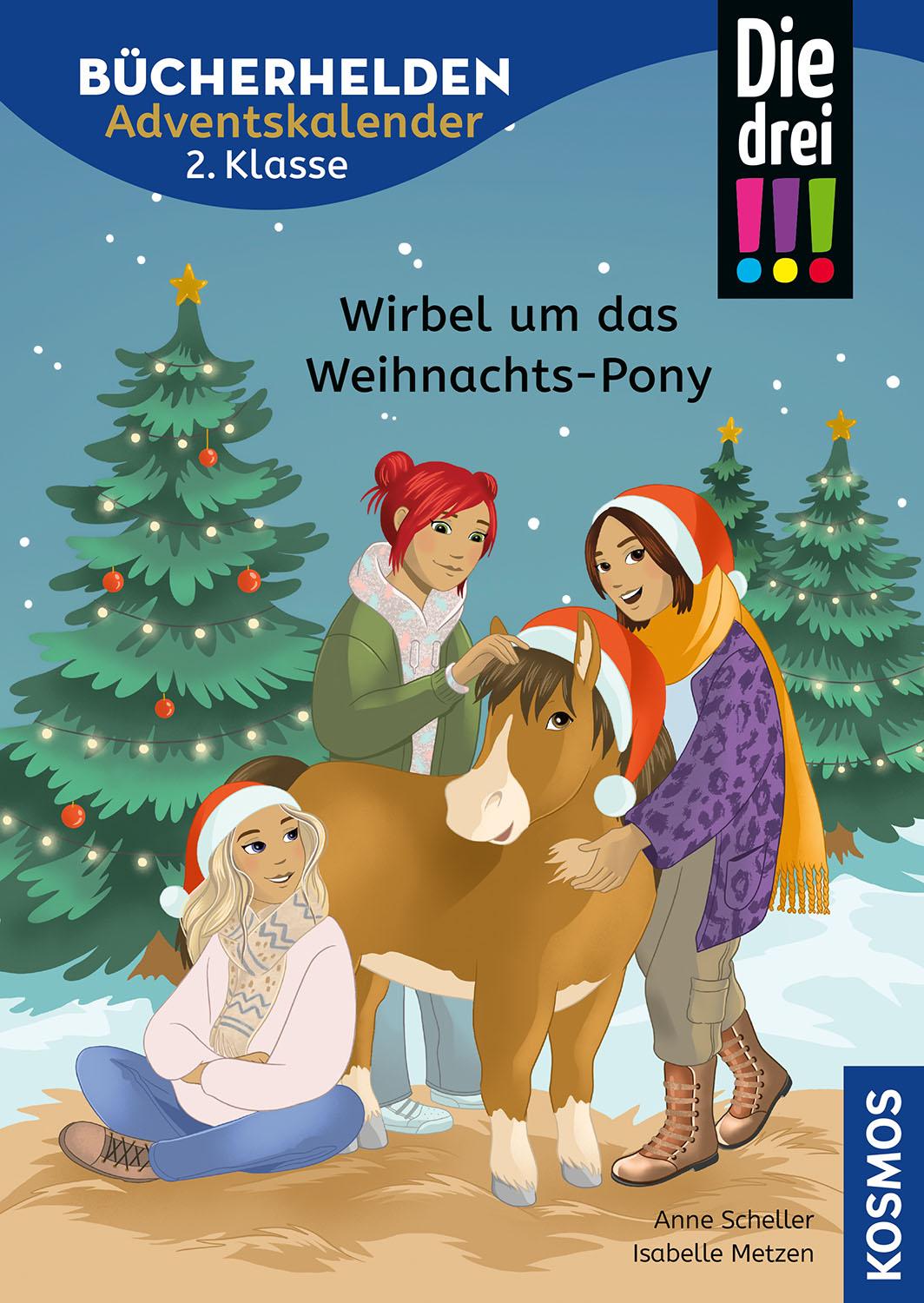 Vorderes Coverbild Die drei !!!, Bücherhelden 2. Klasse, Adventskalender, Wirbel um das Weihnachts-Pony