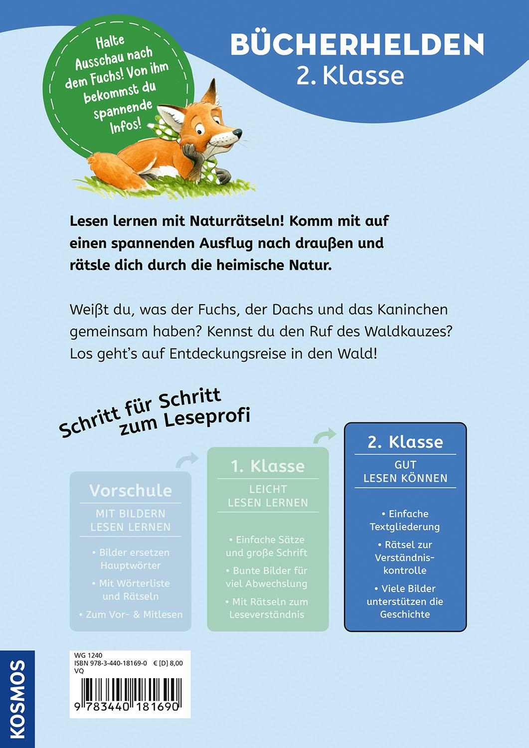 Beispielinhalt (Bild) Lesen lernen mit Naturrätseln, Bücherhelden 2. Klasse, Tiere und Pflanzen im Wald