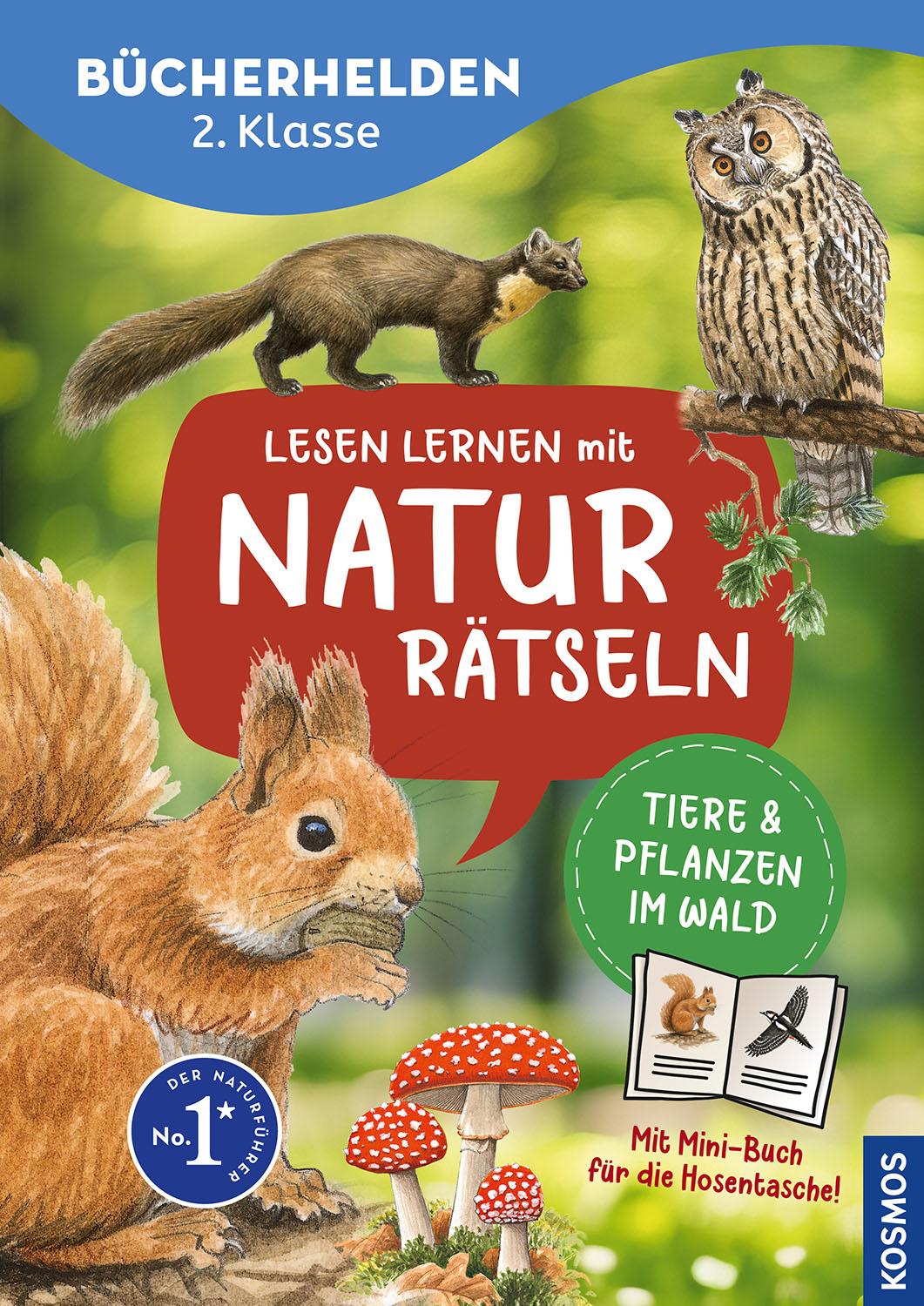 Vorderes Coverbild Lesen lernen mit Naturrätseln, Bücherhelden 2. Klasse, Tiere und Pflanzen im Wald