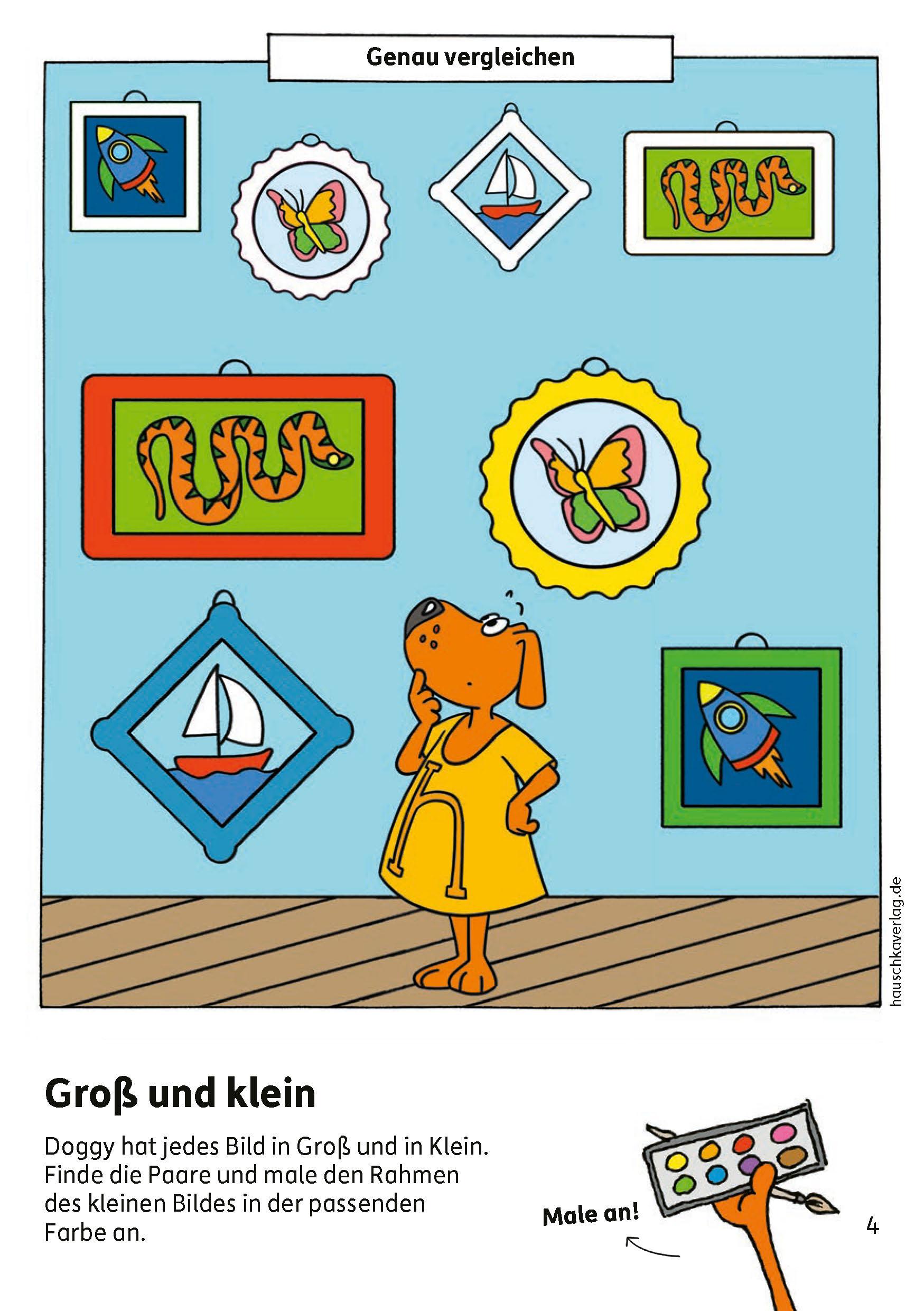 Beispielinhalt (Bild) Kindergartenblock ab 4 Jahre - Rätsel-Spaß, Konzentration und Logik