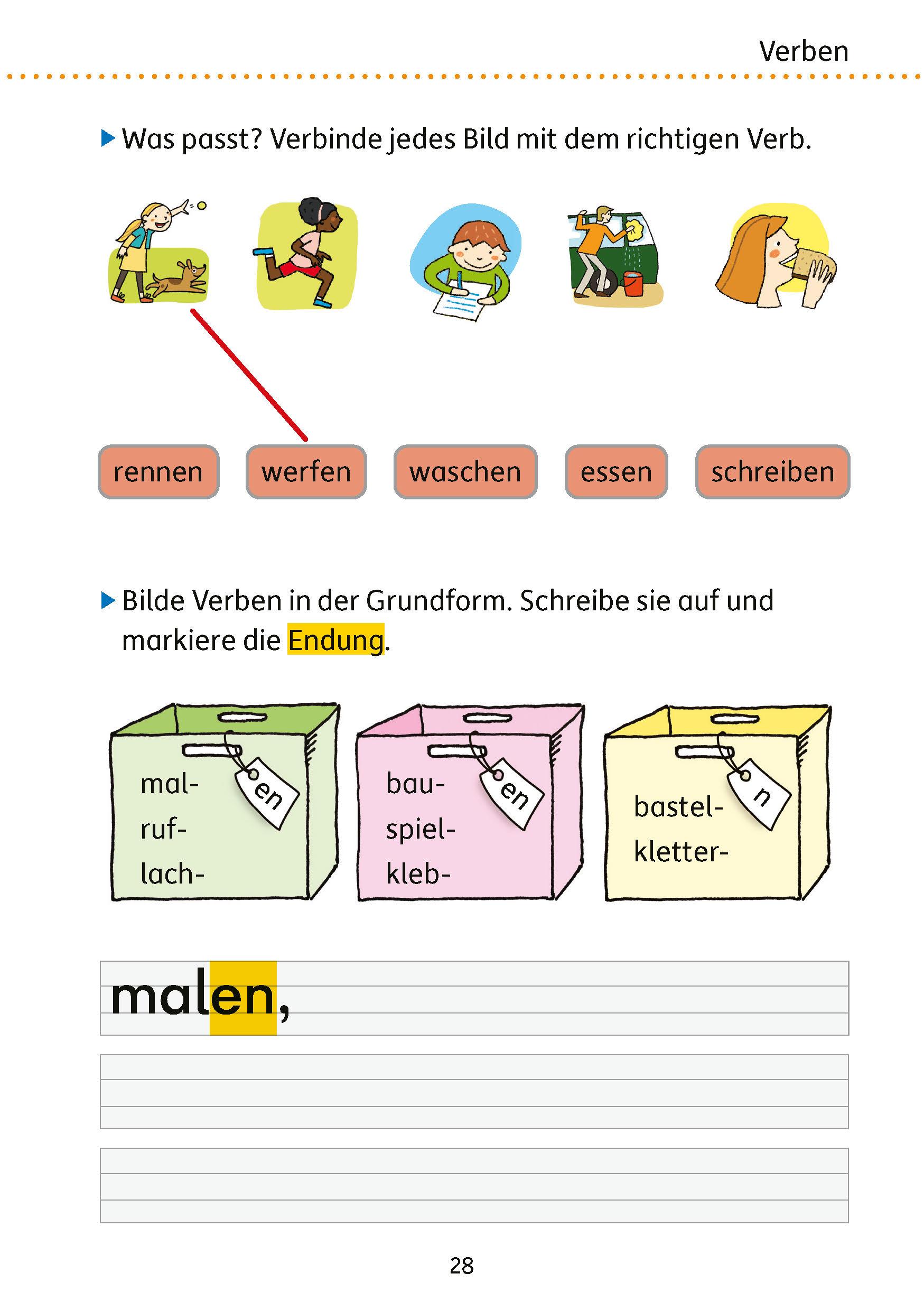 Beispielinhalt (Bild) Mein Übungsheft Grammatik 2. Klasse