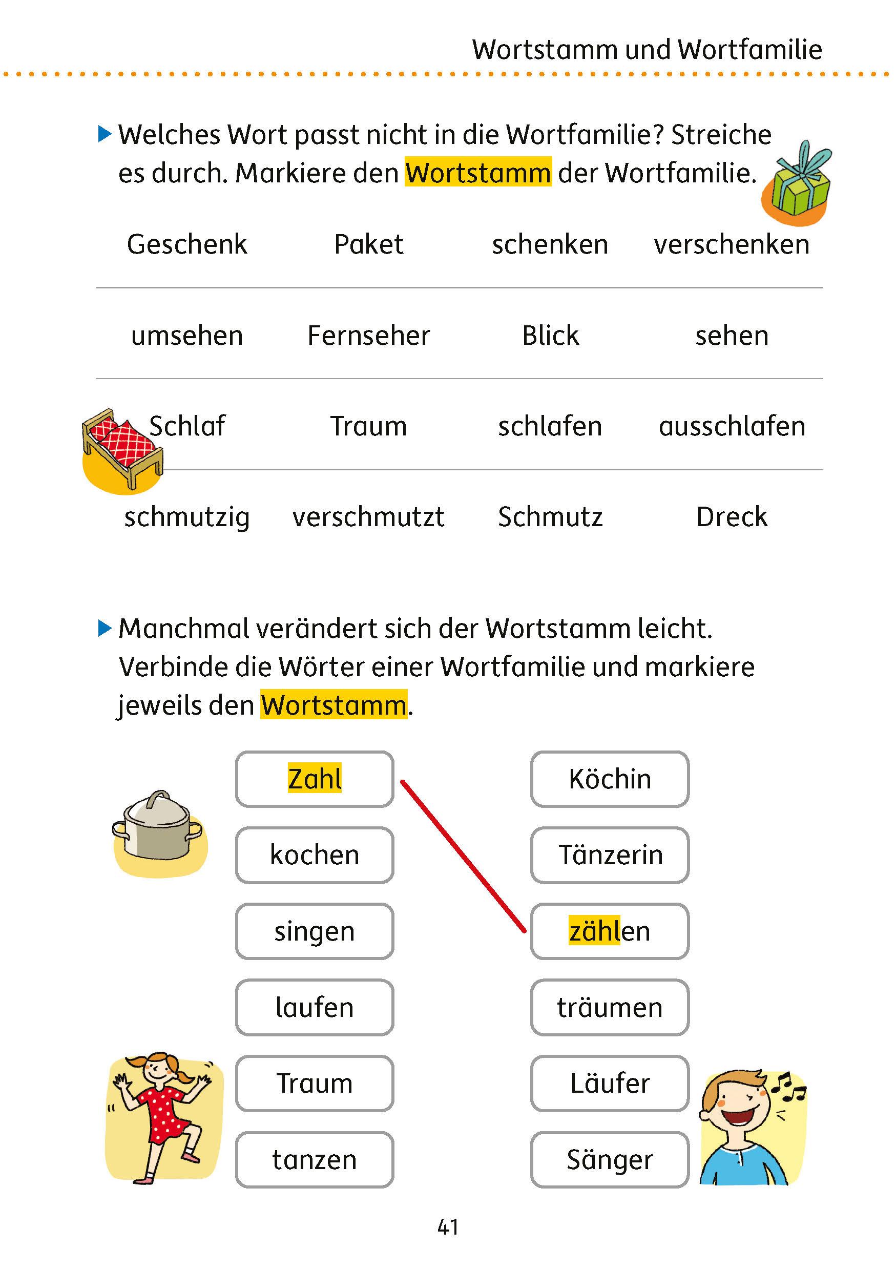 Beispielinhalt (Bild) Mein Übungsheft Grammatik 2. Klasse