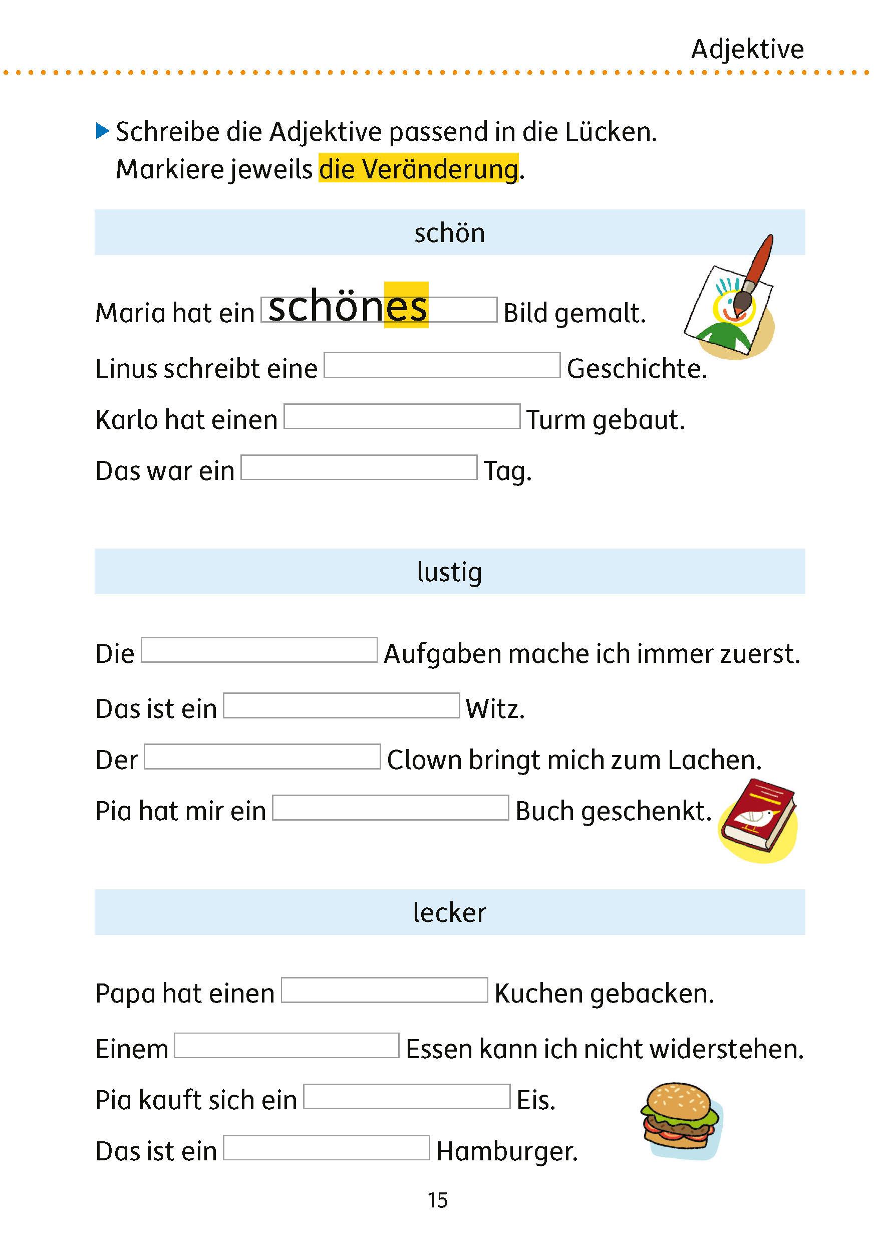 Beispielinhalt (Bild) Mein Übungsheft Grammatik 3. Klasse