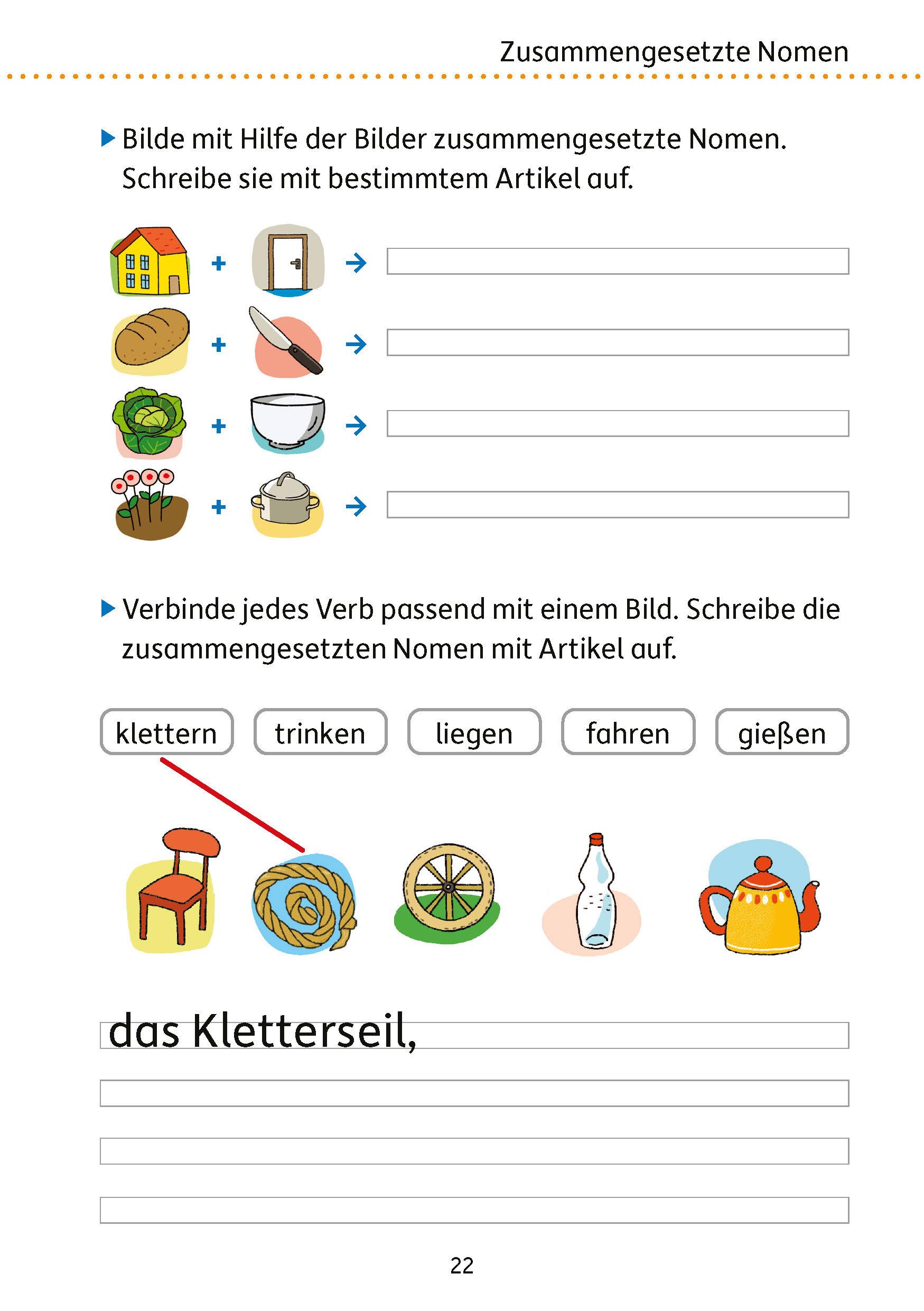 Beispielinhalt (Bild) Mein Übungsheft Grammatik 3. Klasse