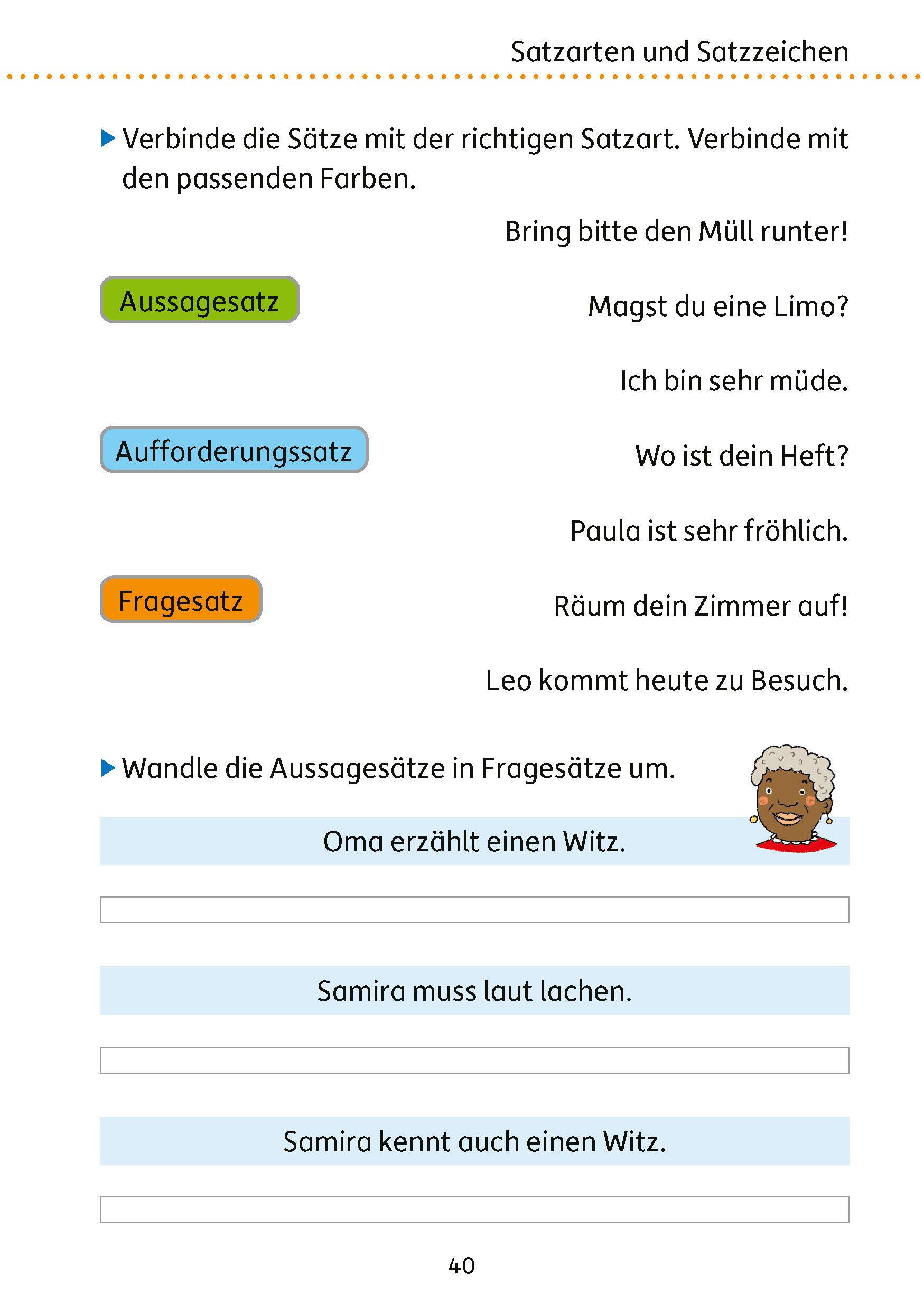 Beispielinhalt (Bild) Mein Übungsheft Grammatik 3. Klasse