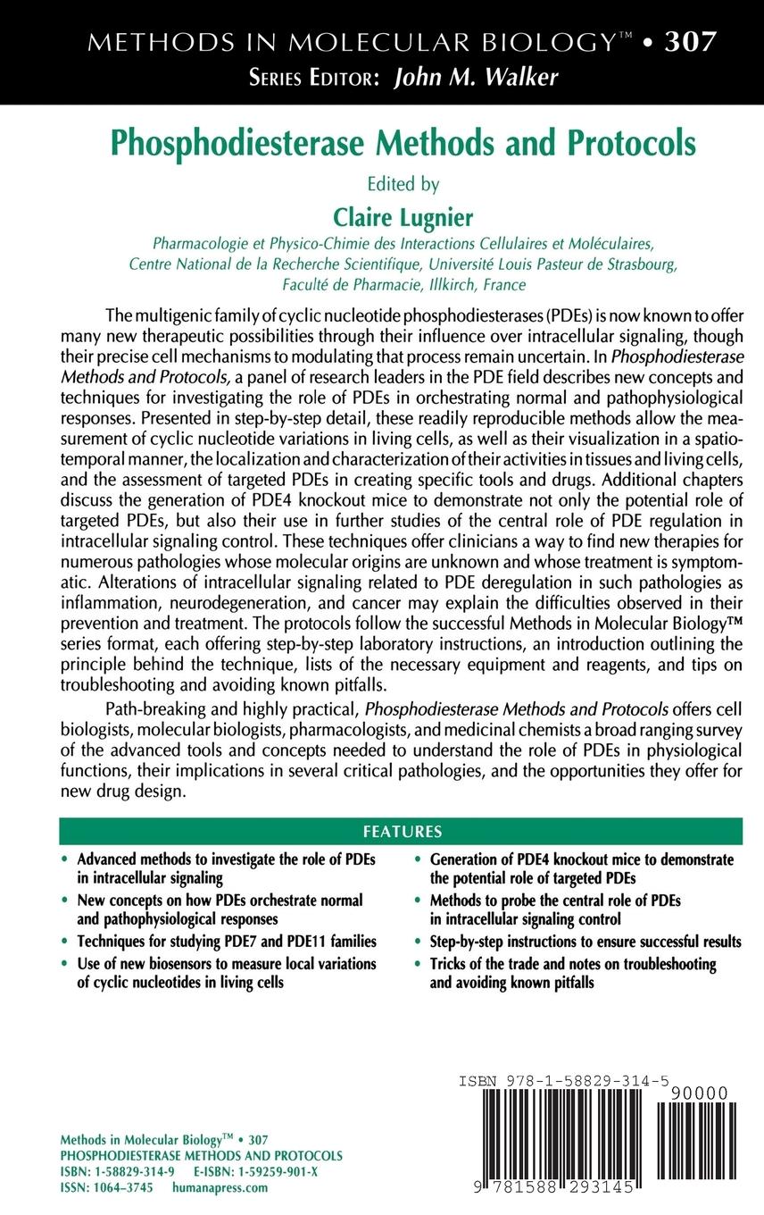 Rückseitencover Phosphodiesterase Methods and Protocols