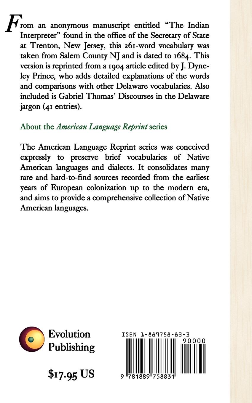Rückseitencover An Ancient New Jersey Indian Jargon