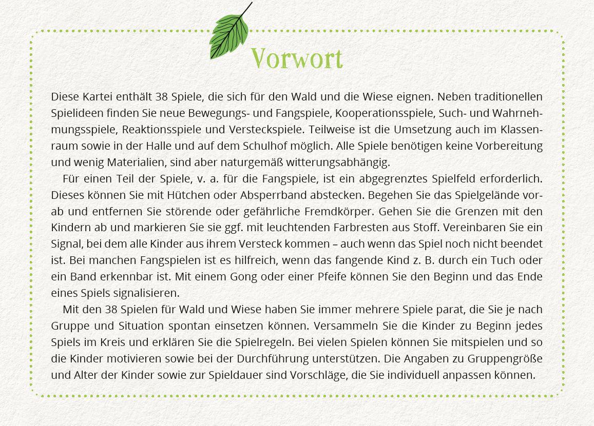 Beispielinhalt (Bild) Spiele für Wald und Wiese