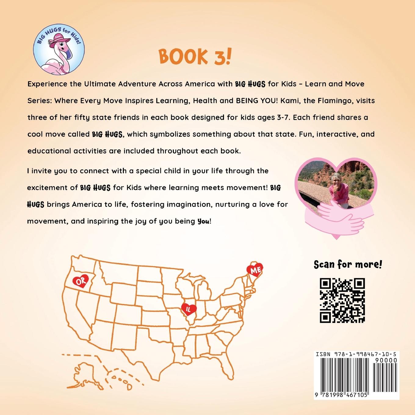 Rückseitencover Kami visits Illinois, Maine, and Oregon (BIG HUGS for Kids - Learn and Move Series)