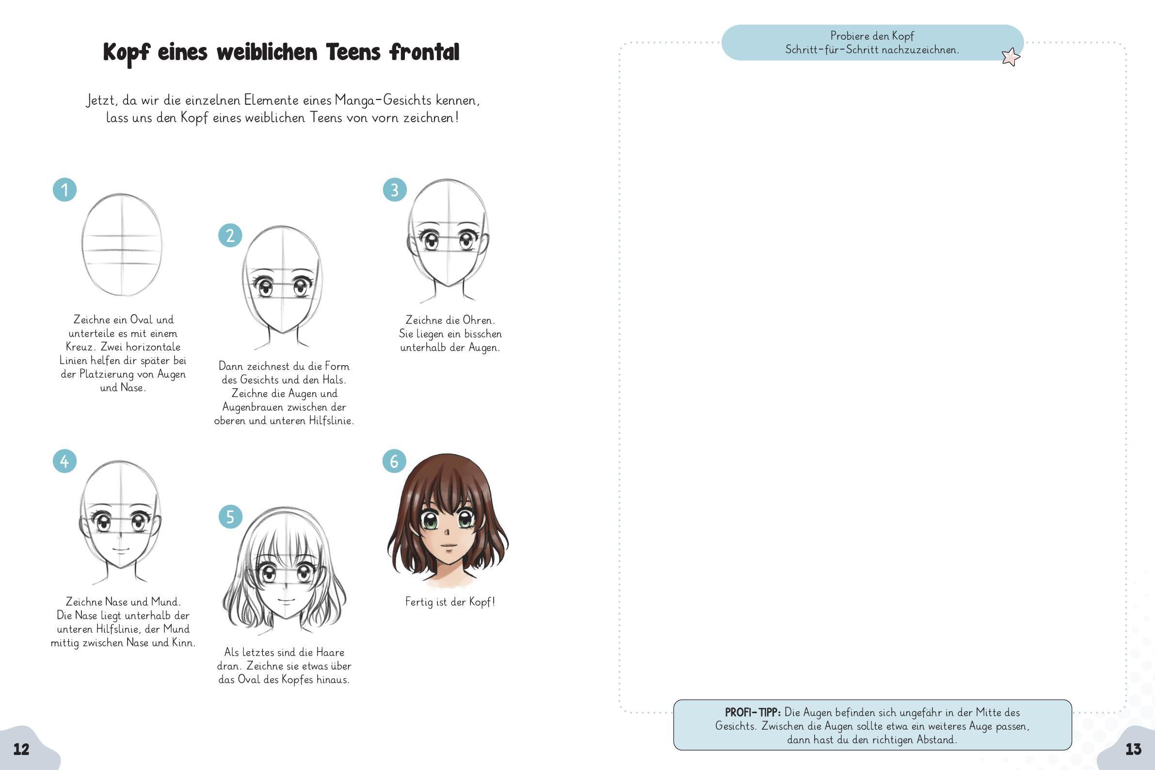 Beispielinhalt (Bild) Manga Zeichnen lernen I Schritt-für-Schritt-Anleitung