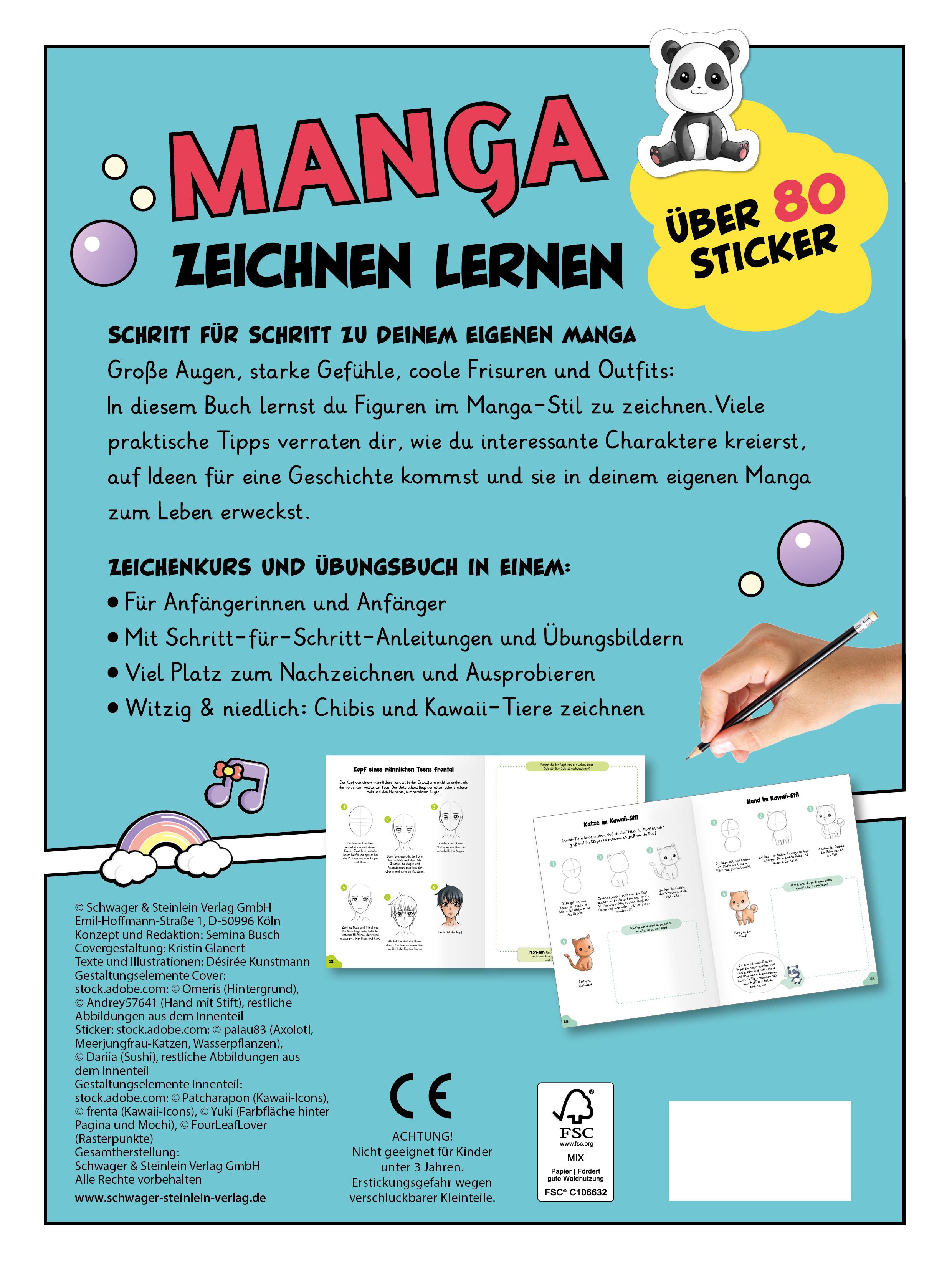 Rückseitencover Manga Zeichnen lernen I Schritt-für-Schritt-Anleitung