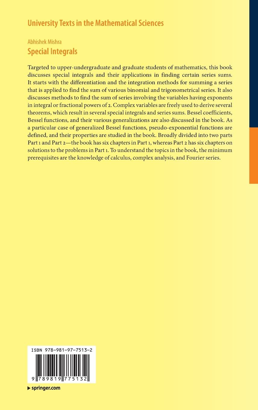 Rückseitencover Special Integrals