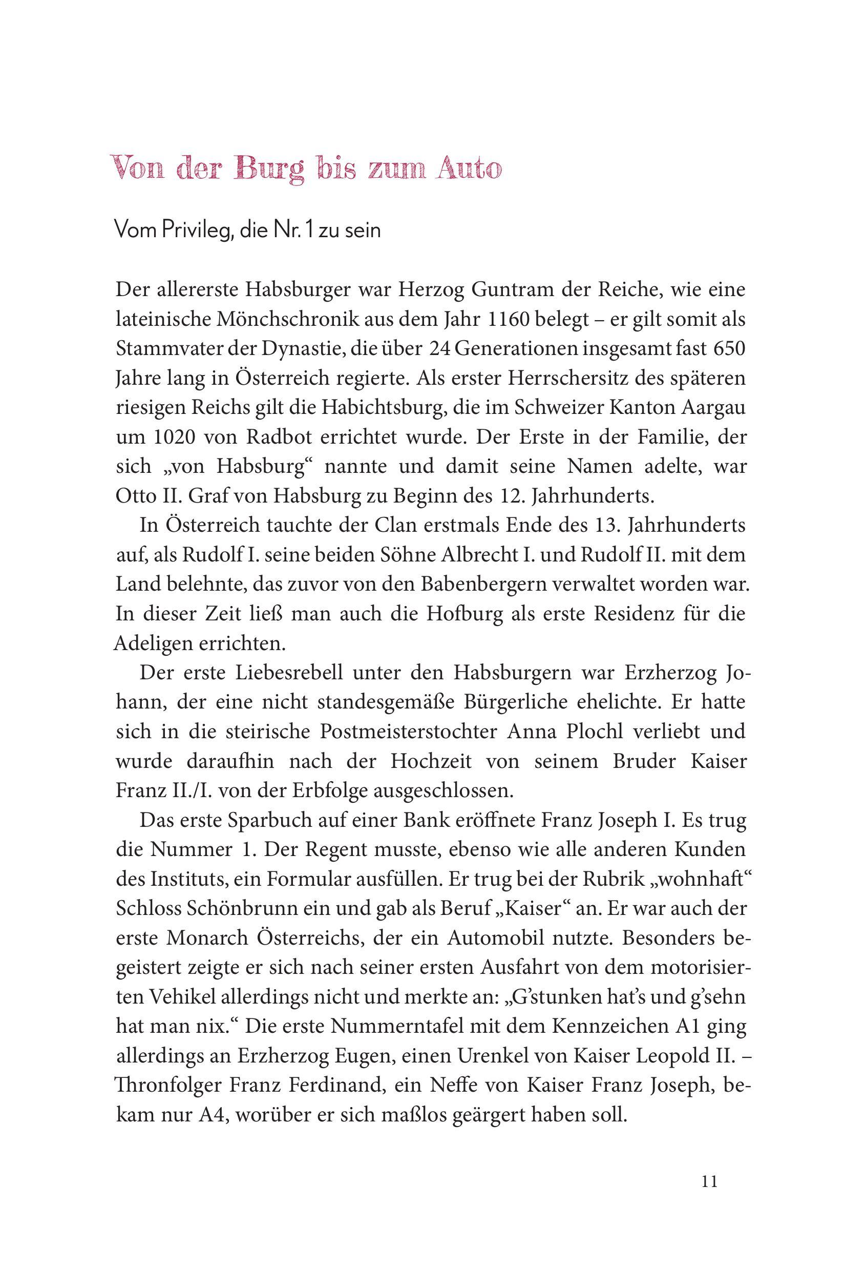 Beispielinhalt (Bild) Diese Habsburger - Eine Sammlung skurriler und unterhaltsamer Fakten