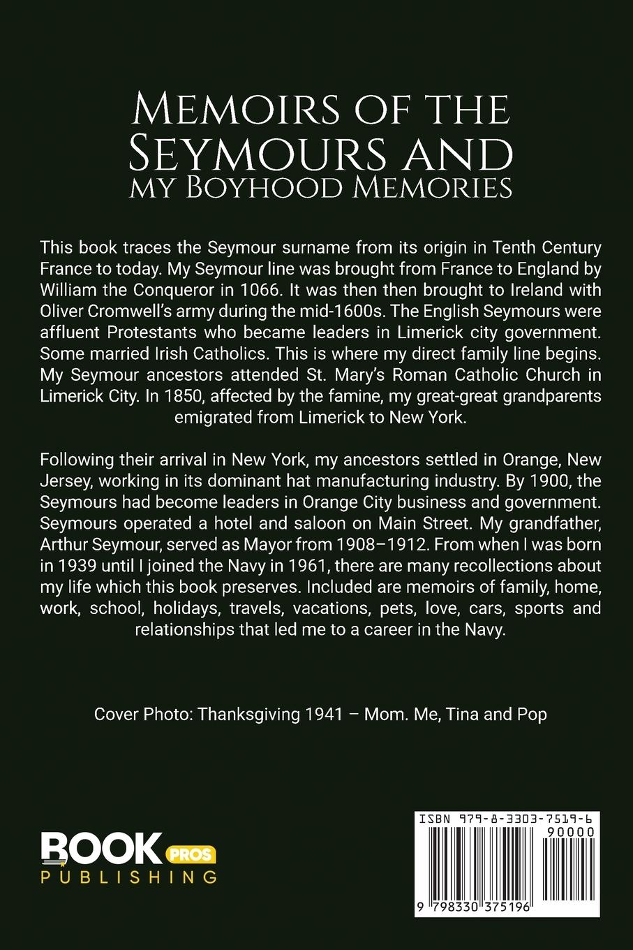 Rückseitencover Memoirs of the Seymours and my Boyhood Memories