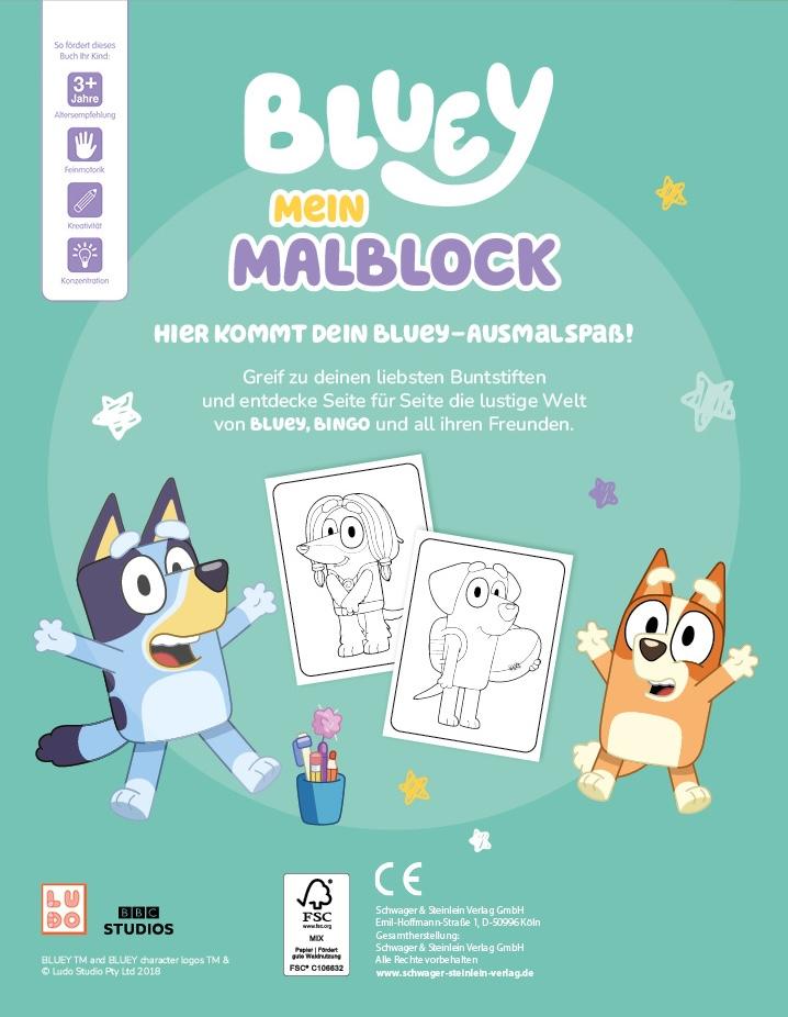 Rückseitencover Bluey Mein Malblock