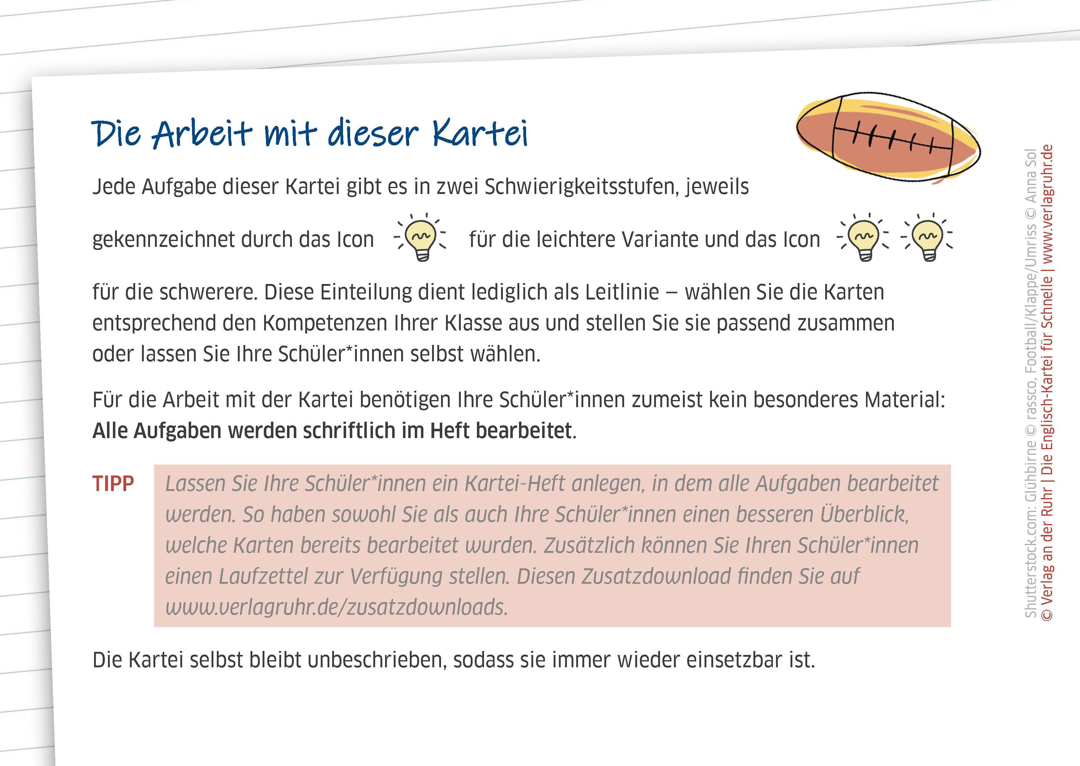 Beispielinhalt (Bild) Die Englisch-Kartei für Schnelle - Klasse 7/8