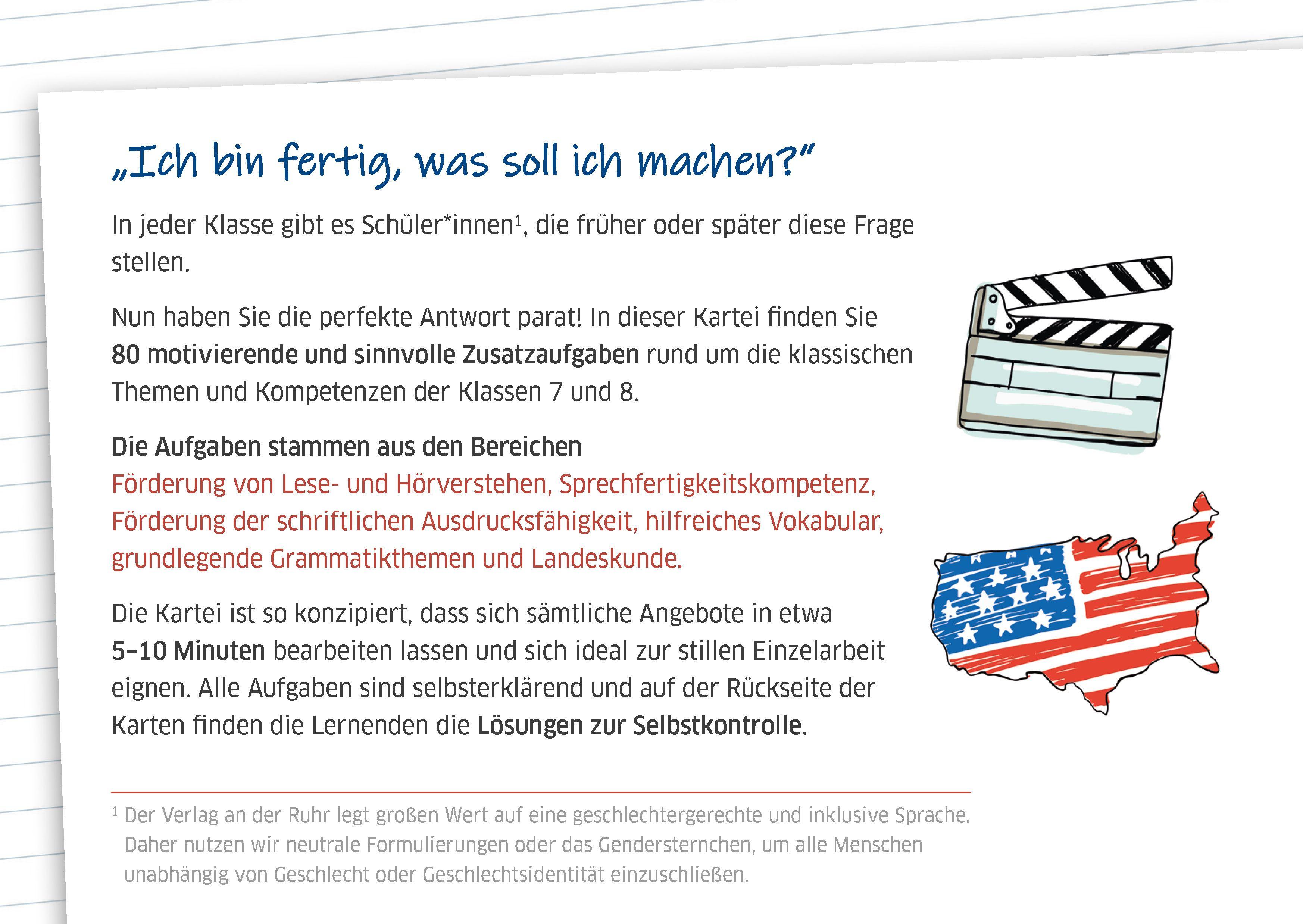 Beispielinhalt (Bild) Die Englisch-Kartei für Schnelle - Klasse 7/8