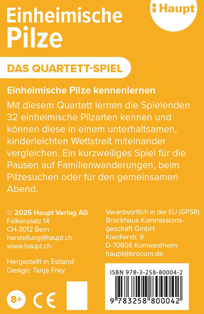 Rückseitencover Einheimische Pilze - das Quartett-Spiel