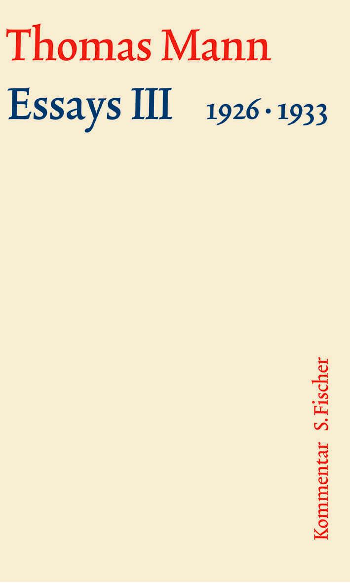 Vorderes Coverbild Essays III 1926-1933