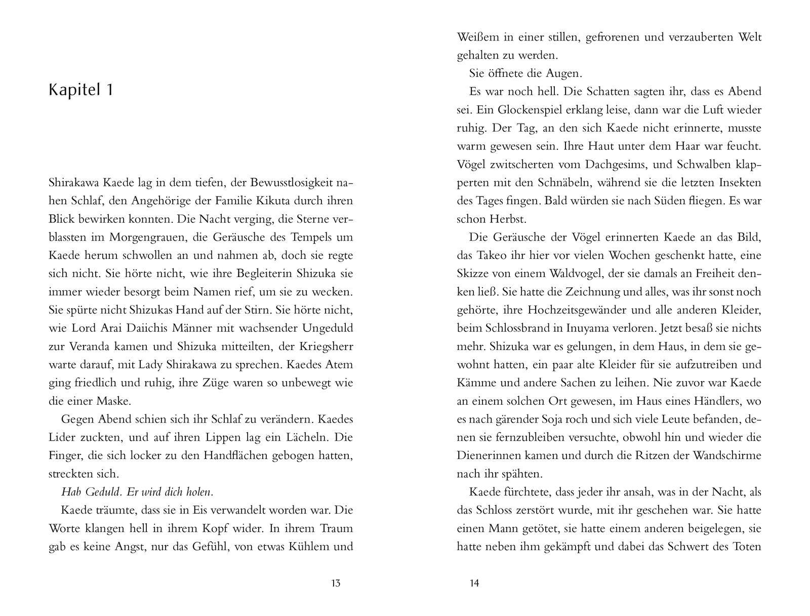 Beispielinhalt (Bild) Der Clan der Otori. Der Pfad im Schnee