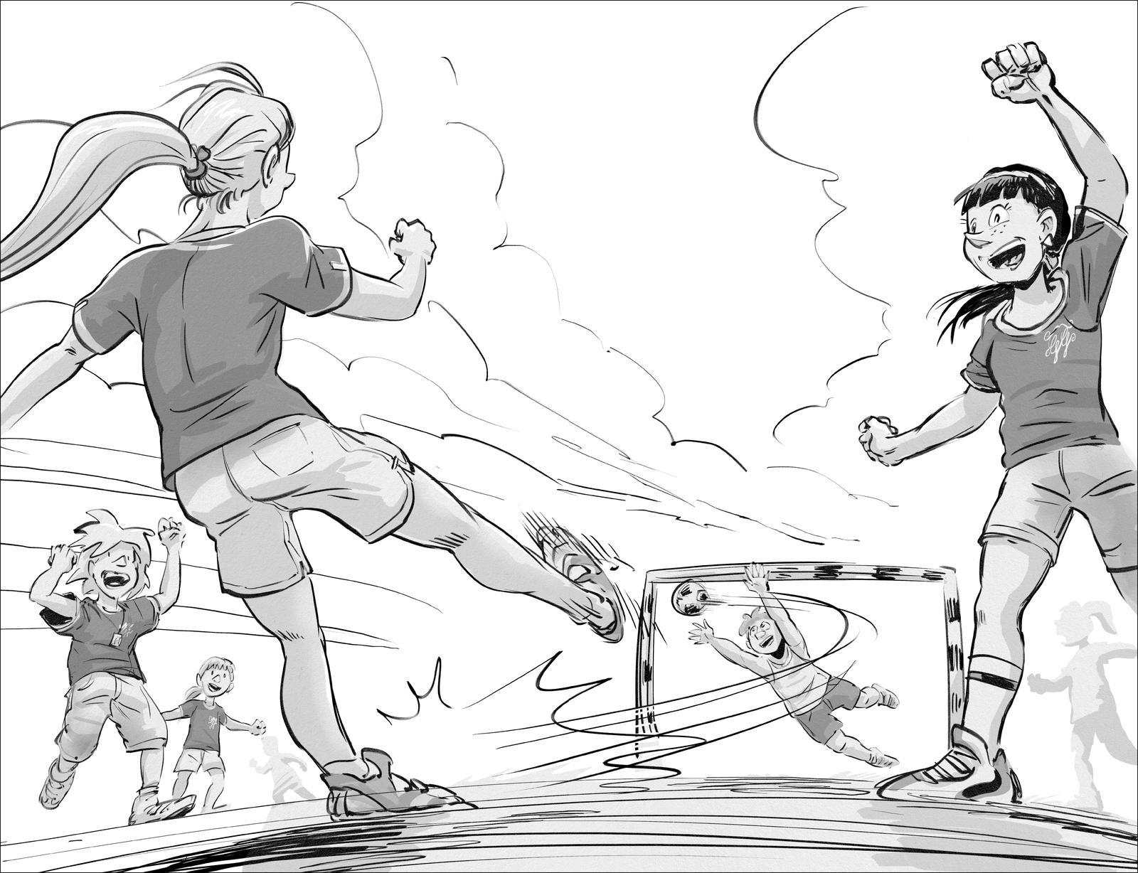 Beispielinhalt (Bild) Die Pausenkicker - Freistoß im Klassenzimmer