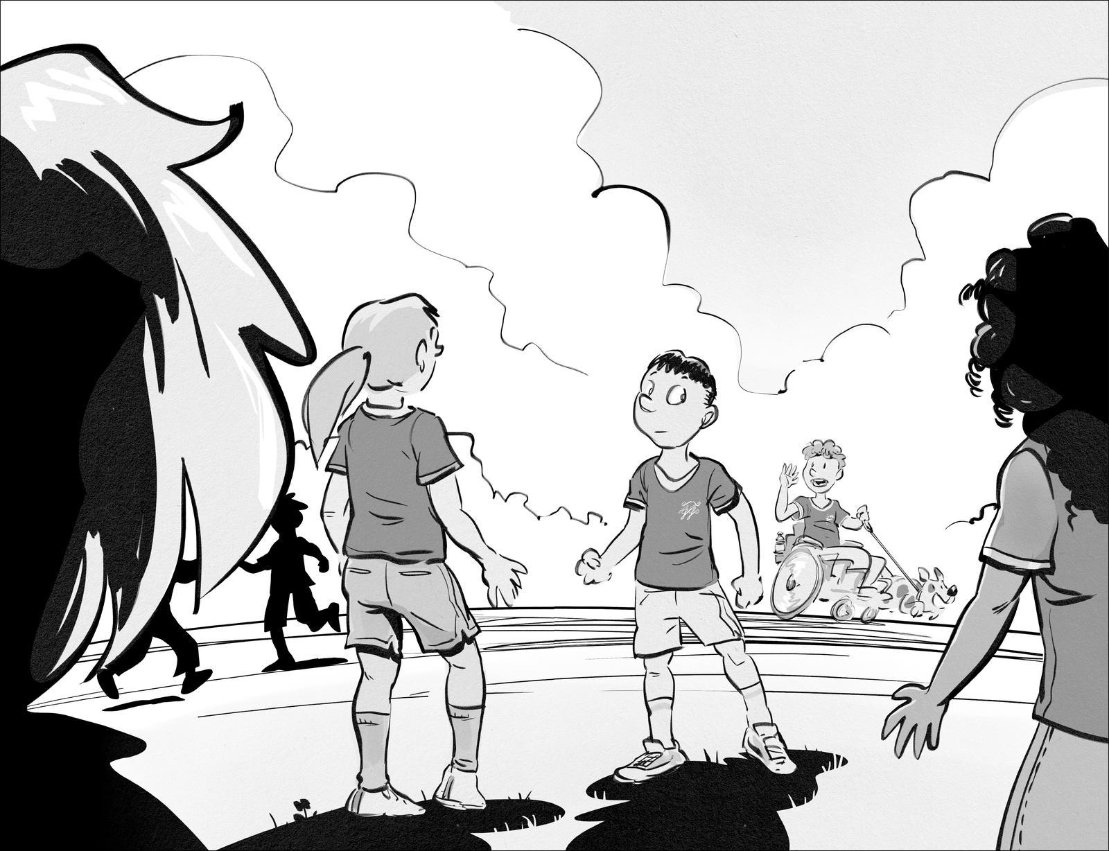 Beispielinhalt (Bild) Die Pausenkicker - Freistoß im Klassenzimmer