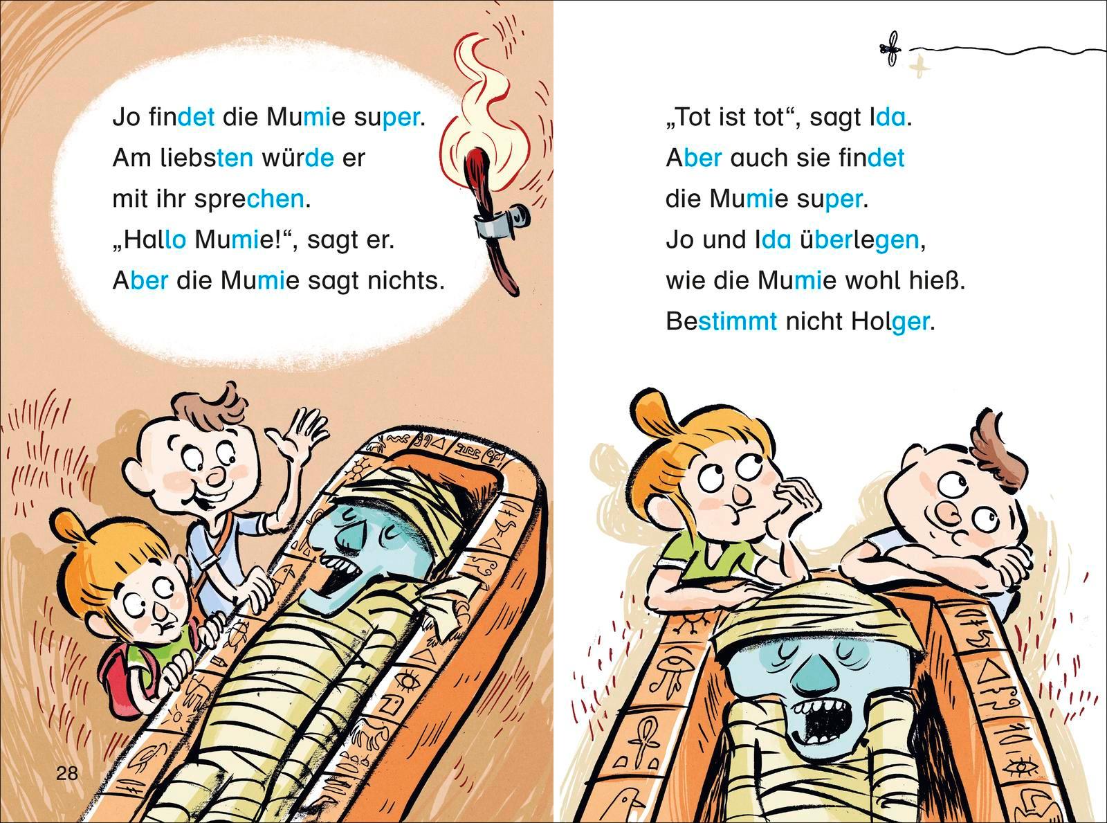 Beispielinhalt (Bild) Duden Leseprofi - Silbe-für-Silbe: Mein Mitschüler, die Mumie, 1. Klasse (Doppelband)