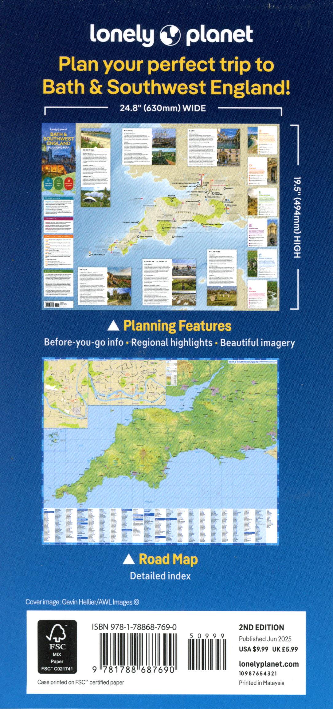 Beispielinhalt (Bild) Lonely Planet Bath & Southwest England Planning Map