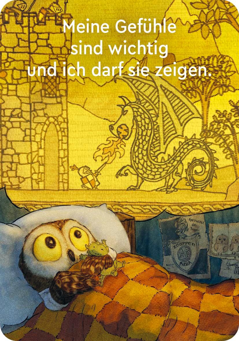 Beispielinhalt (Bild) Die kleine Rittereule Mutmachkarten