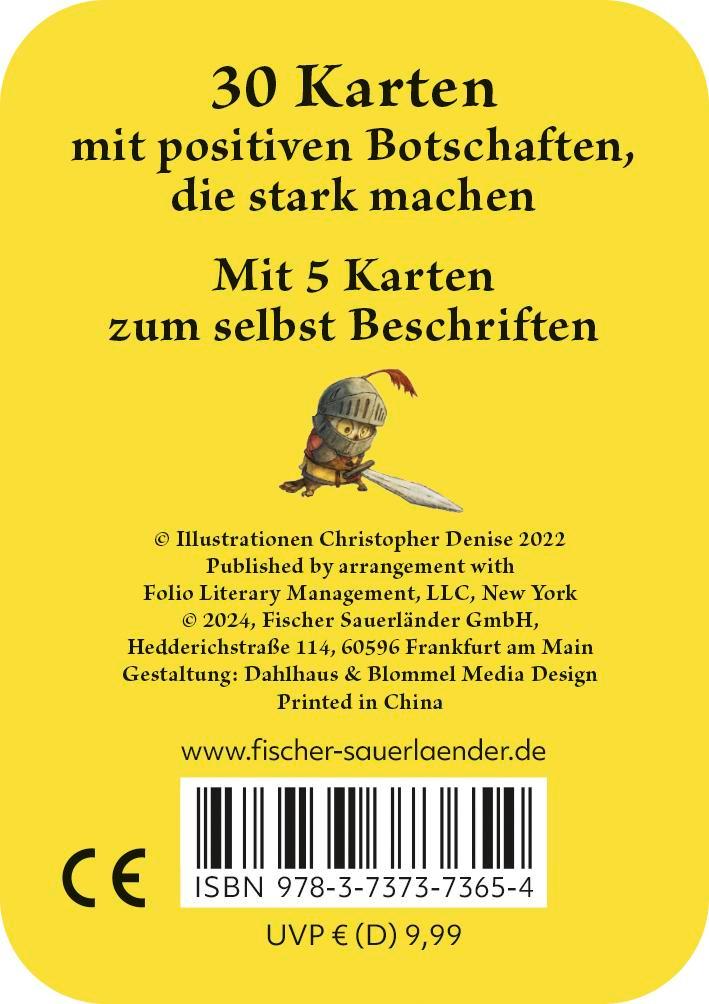 Rückseitencover Die kleine Rittereule Mutmachkarten